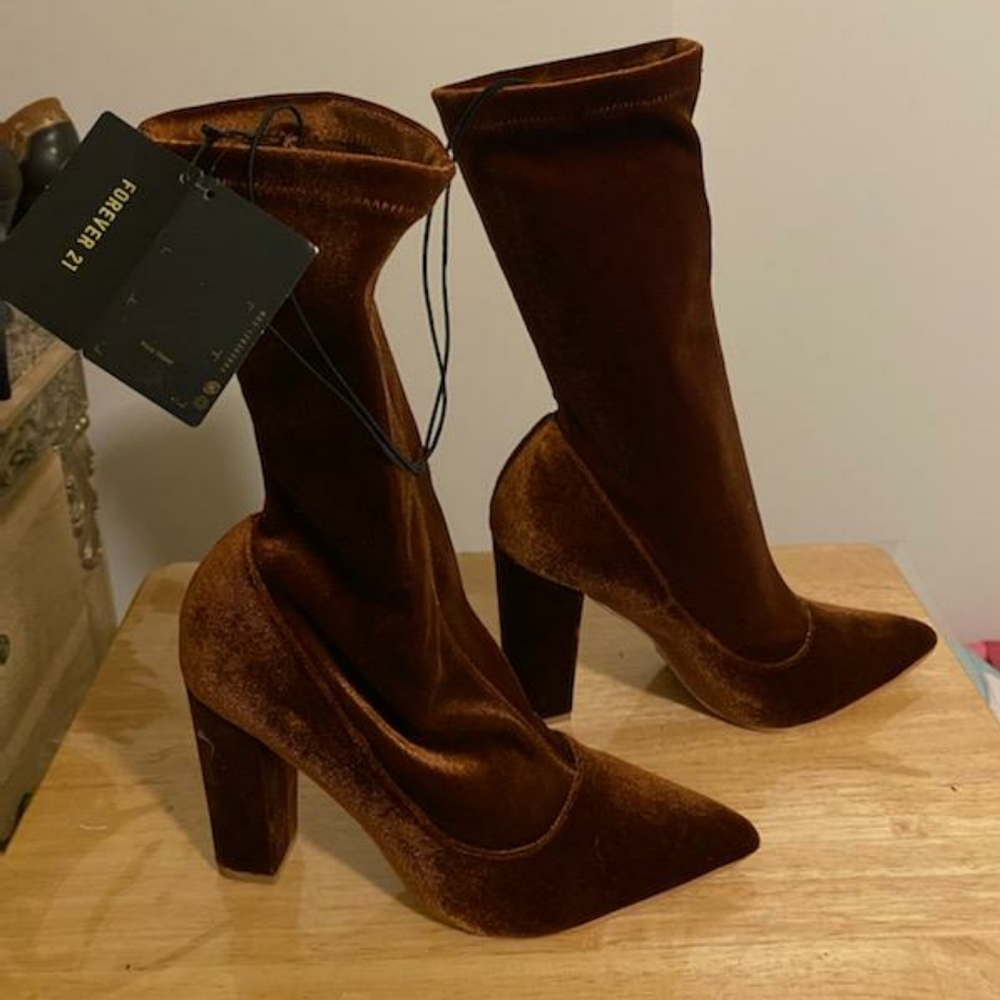 New brown velvet boots